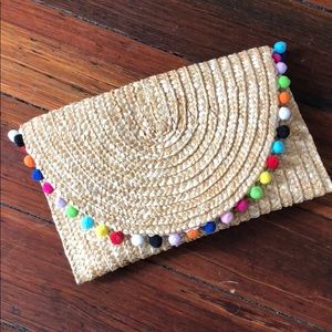 Straw and Pom Pom clutch! Summer clutch!